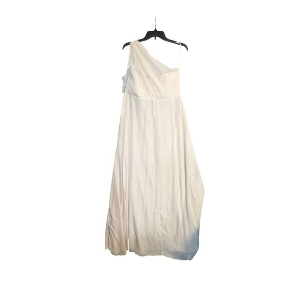 One-Shoulder Birdy Grey Kira Chiffon Slit Dress Champagne XL NWT - Picture 5 of 5